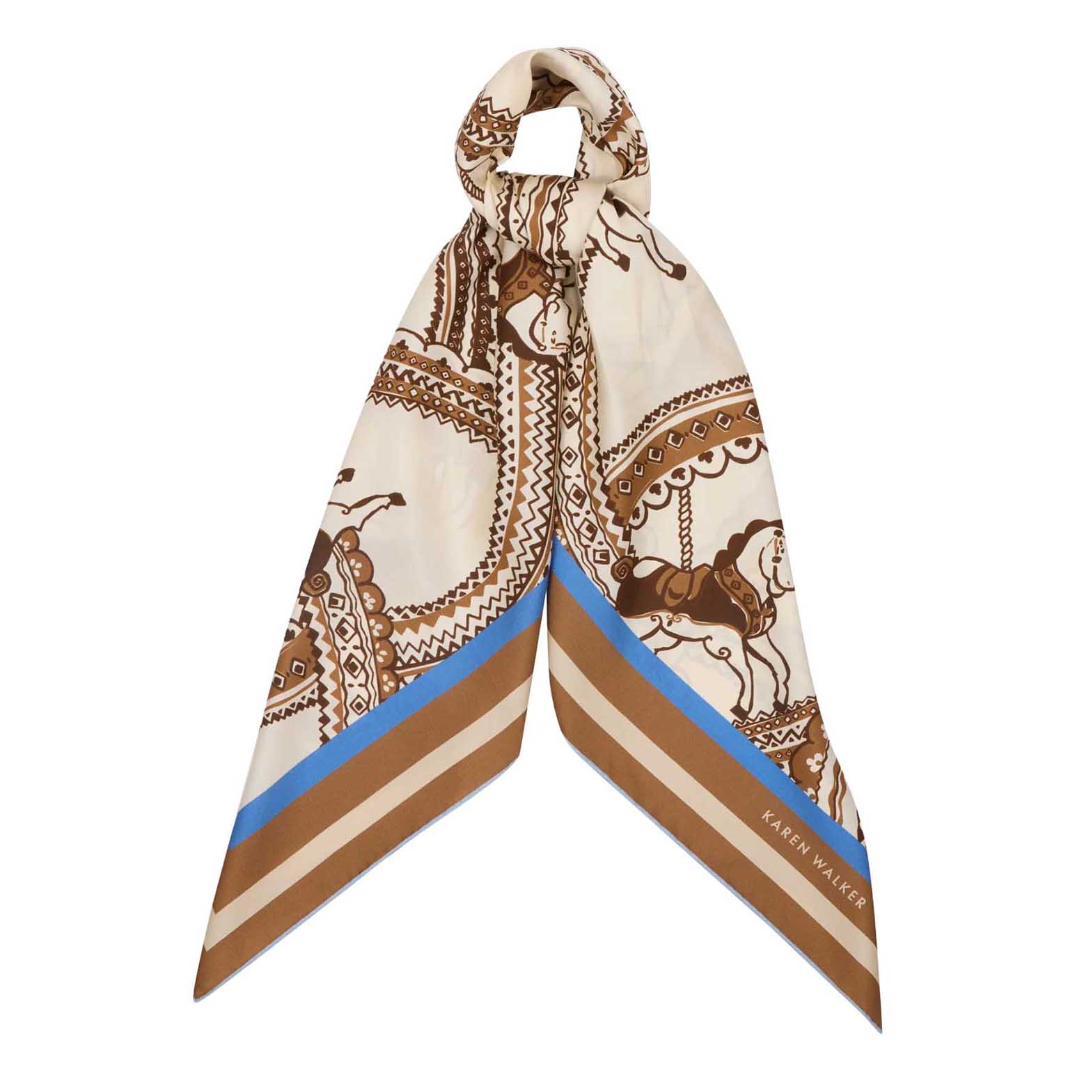 Karen Walker Carousel Classic Silk Scarf Cream Multi